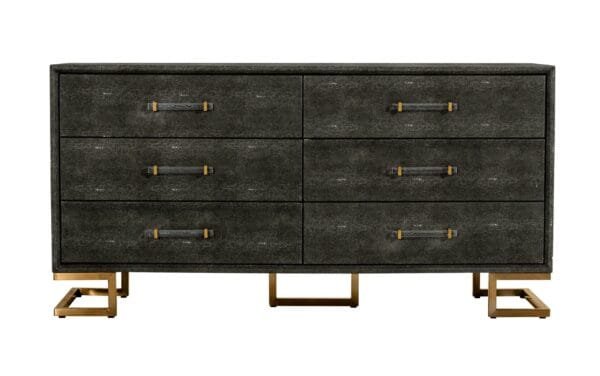 Modrest Howard - Modern Shagreen Grey Leatherette & Gold Dresser - Image 2