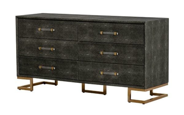 Modrest Howard - Modern Shagreen Grey Leatherette & Gold Dresser - Image 3
