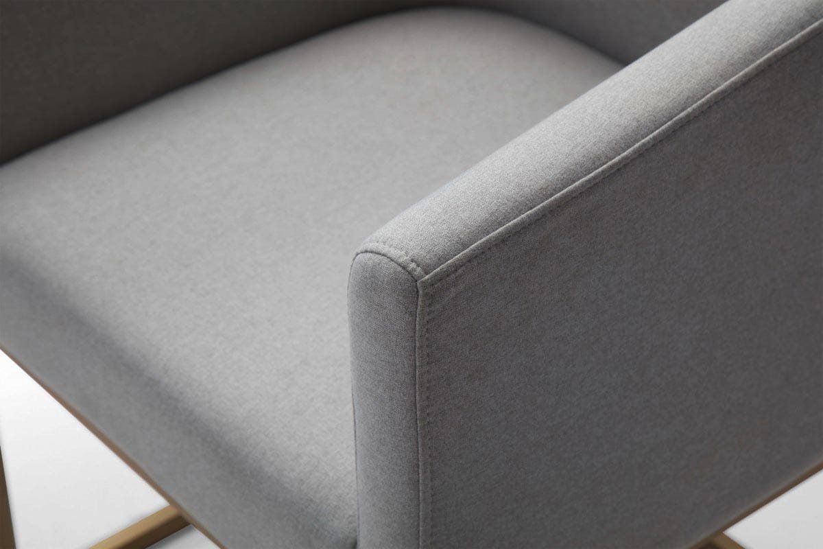 Modrest Yukon - Modern Medium Grey Fabric & Antique Brass Dining Chair 2 Modrest Yukon - Modern Medium Grey Fabric & Antique Brass Dining Chair - Image 2