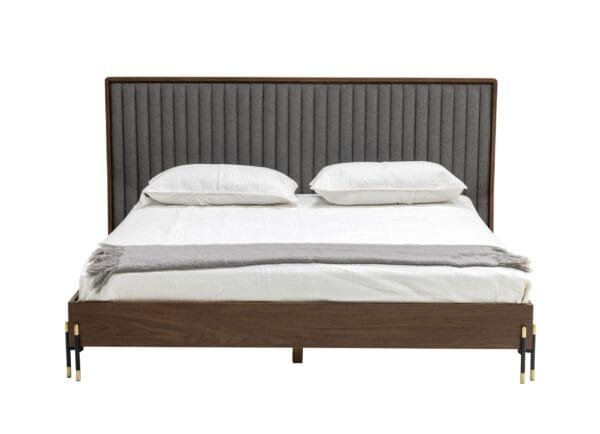 Nova Domus Metcalf - Queen Mid-Century Walnut & Grey Bed - Image 4