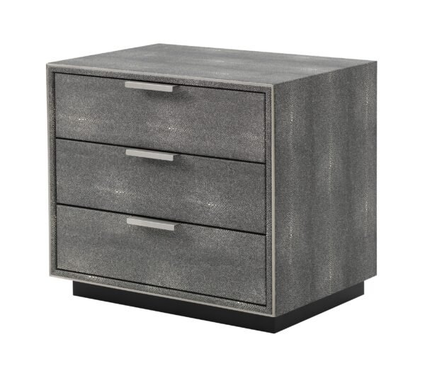 Modrest Dynasty - Modern Shagreen Three Drawer Nightstand - Image 2