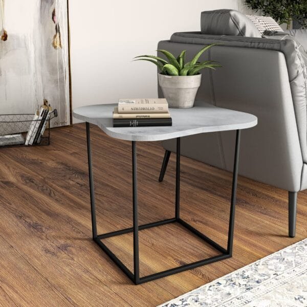 Modrest Aleidy - White Marble + Black Metal End Table - Image 4