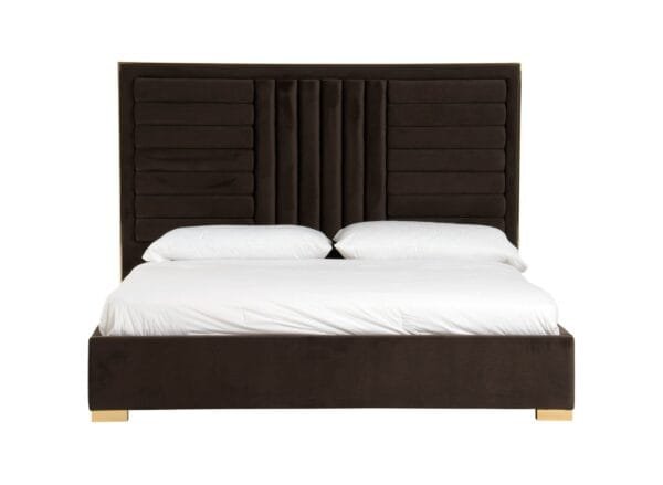 Eastern King Modrest Daystar - Modern Black Velvet andGold Bed - Image 4