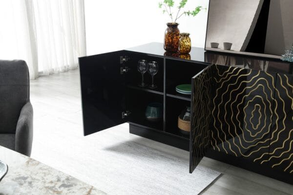 Modrest Jonah- Modern Black and Gold Buffet - Image 2