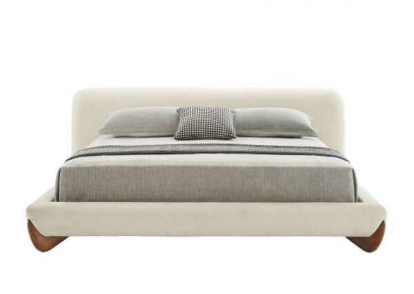 Modrest Fleury - Contemporary Cream Fabric and Walnut  Bed-eastern - Image 3