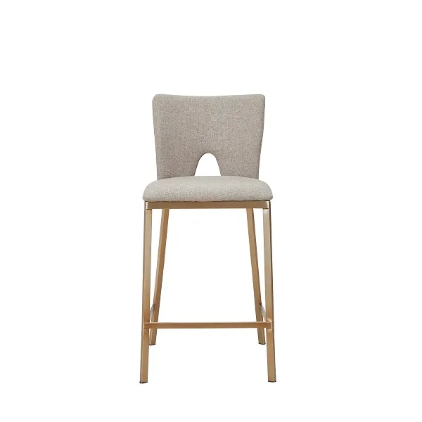 Modrest Burton - Contemporary Beige + Brass Counter Stool Set of Two - Image 3
