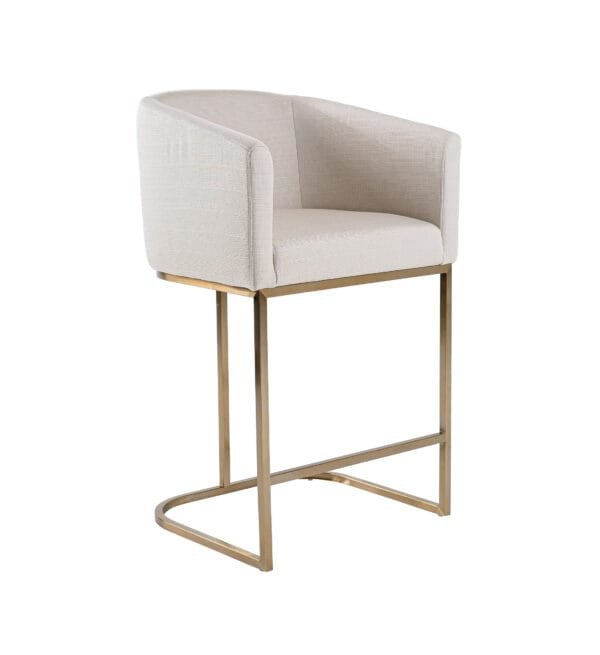 Modrest Yukon - Modern Off White Fabric & Brushed Brass Counter Chair - Image 4