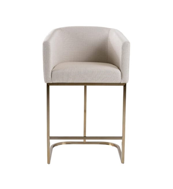 Modrest Yukon - Modern Off White Fabric & Brushed Brass Counter Chair - Image 5