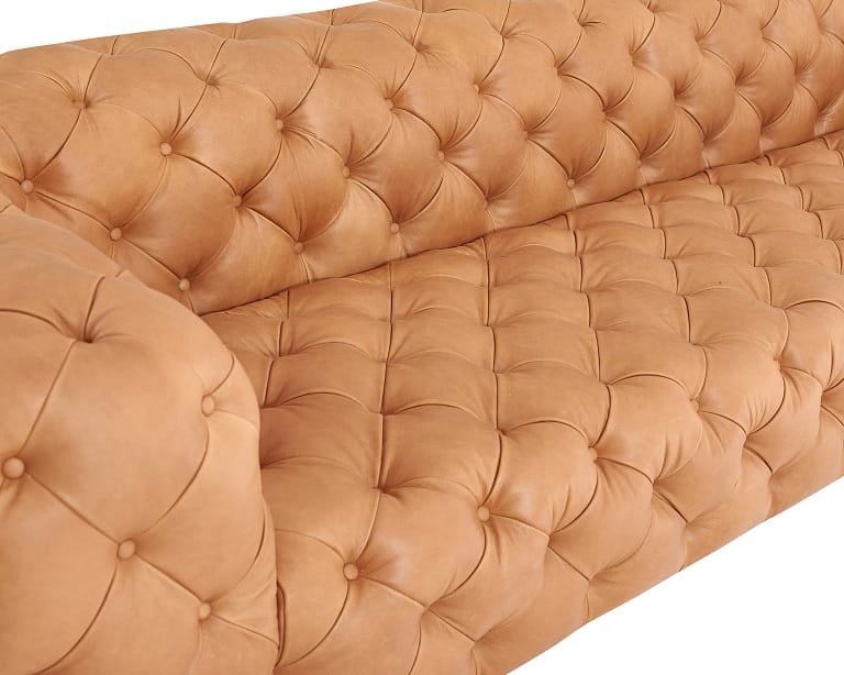 Divani Casa Dexter - Transitional Camel Full Italian Leather Tufted Sofa 4 Divani Casa Dexter - Transitional Camel Full Italian Leather Tufted Sofa - Image 4