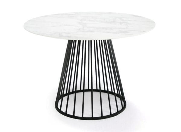 Modrest Holly - Modern Round White and Black Dining Table - Image 4