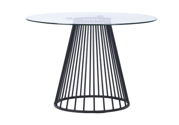 Modrest Holly - Modern Round Clear Glass and Black Dining Table - Image 3