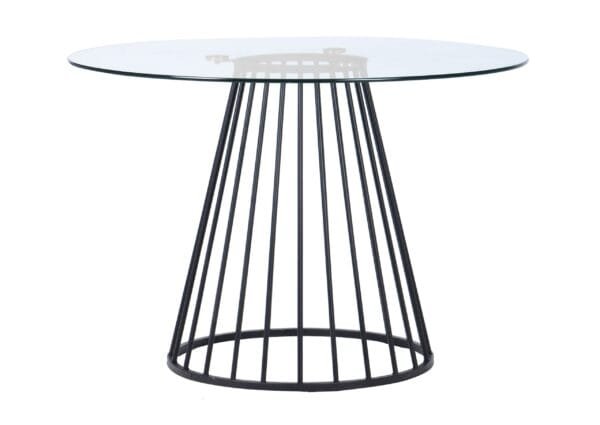 Modrest Holly - Modern Round Clear Glass and Black Dining Table - Image 4