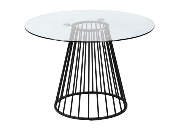 Modrest Holly - Modern Round Clear Glass and Black Dining Table - Image 5