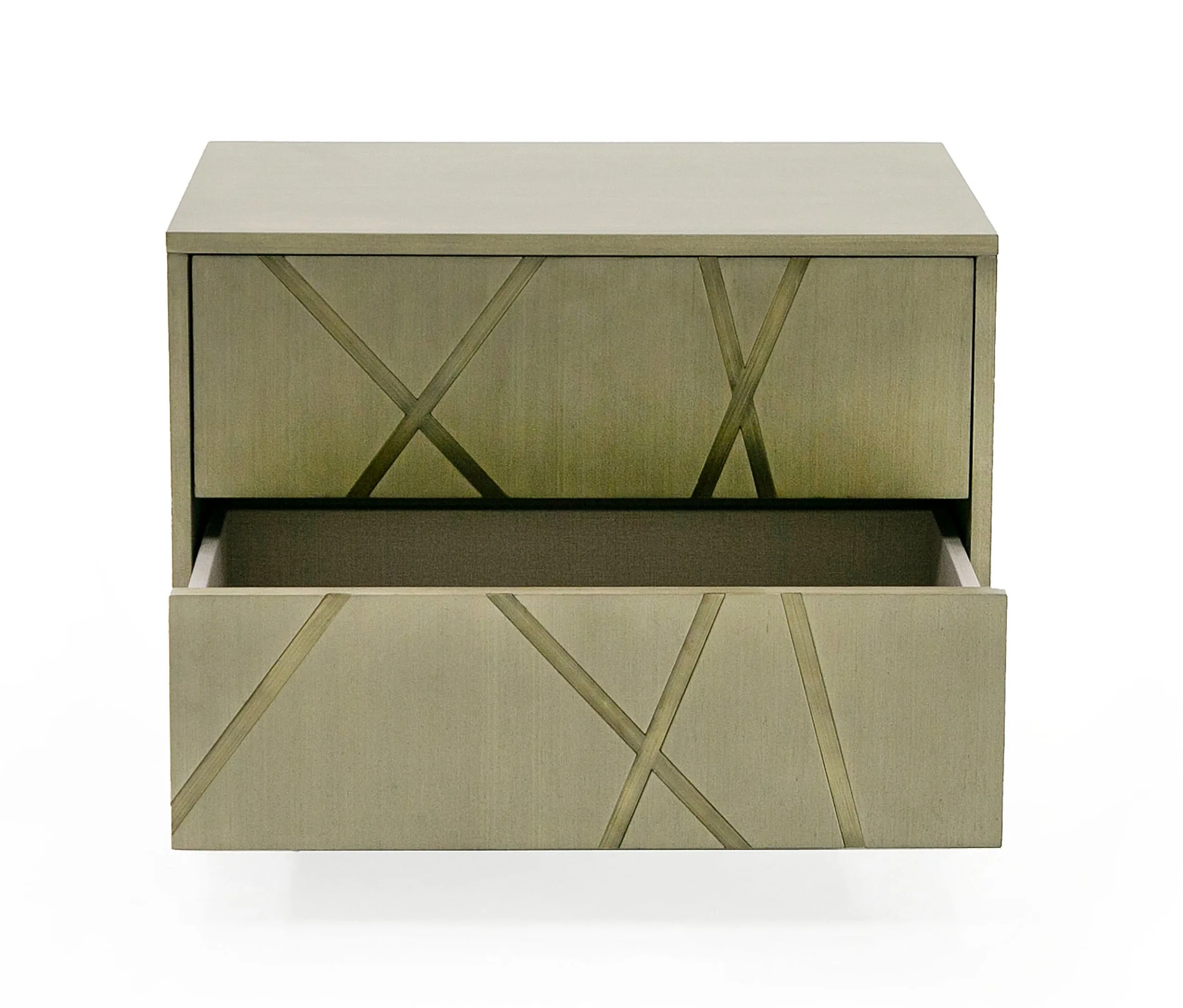 Modrest Nixa - Modern Wide Birch + Brushed Bronze Nightstand - Image 2