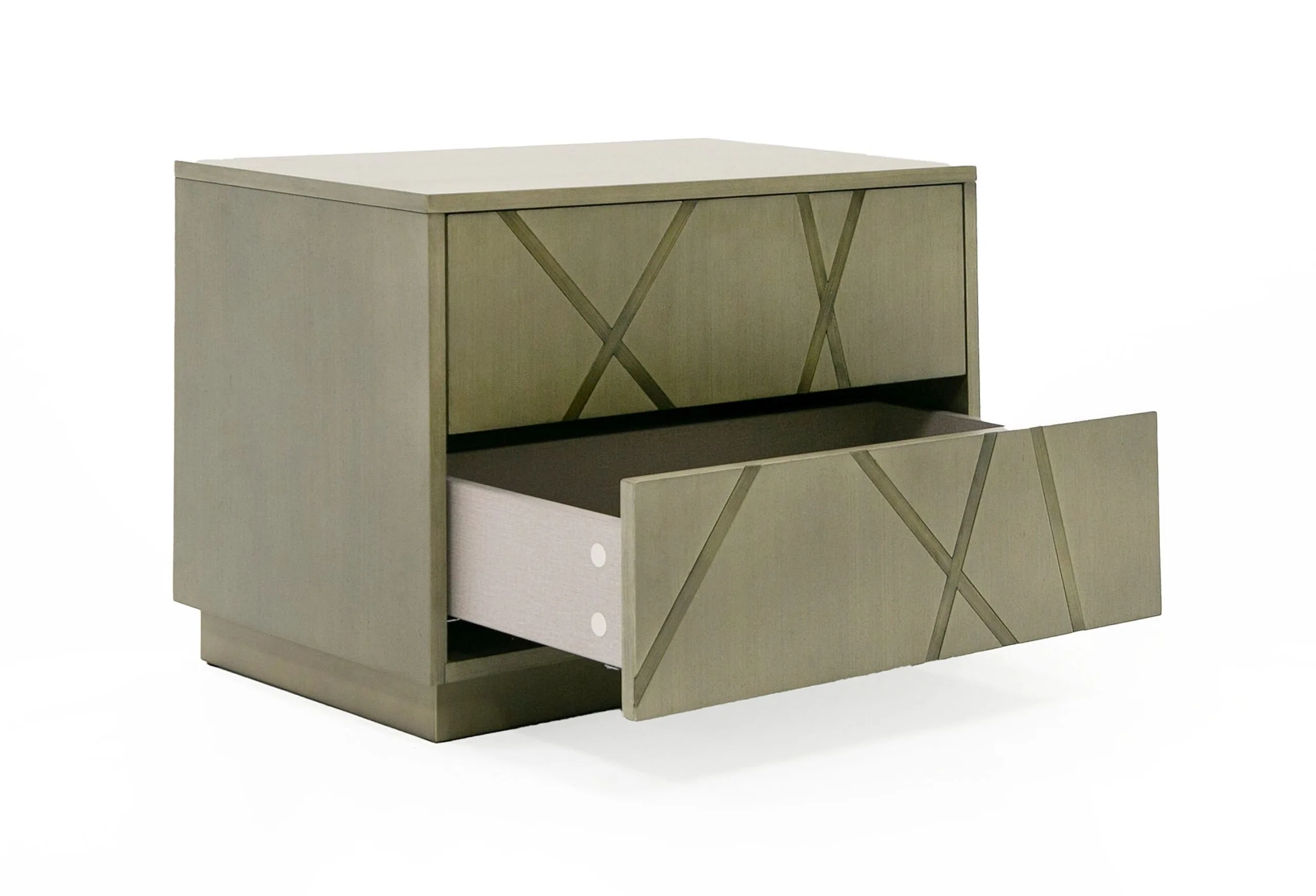 Modrest Nixa - Modern Wide Birch + Brushed Bronze Nightstand