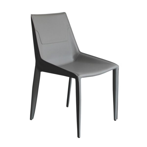 Modrest Halo - Modern Light Grey Saddle Leather Dining Chair Set of Two - Image 2