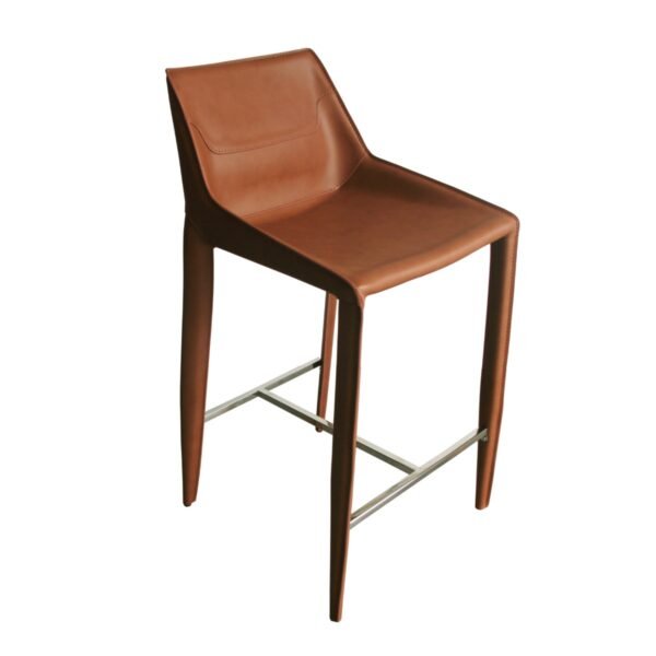 Modrest Halo - Modern Cognac Saddle Leather Counter Stool - Image 2