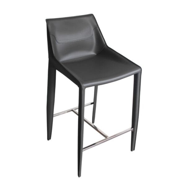 Modrest Halo - Modern Grey Saddle Leather Counter Stool - Image 2
