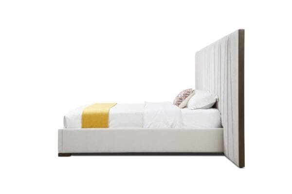 Modrest Nixa - Modern Beige Velvet + Brushed Bronze Bed-eastern - Image 2