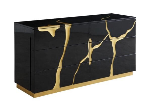 Modrest Aspen - Modern Black and Gold Dresser - Image 4