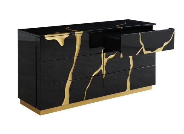 Modrest Aspen - Modern Black and Gold Dresser - Image 5