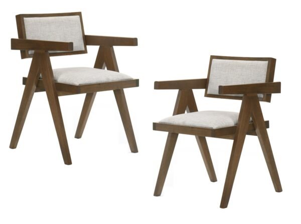 Modrest Fern - Modern Walnut and Beige Dining Chair Set of 2 - Image 3