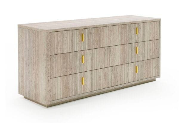Nova Domus Roma - Modern Faux Travertine + Gold Dresser - Image 4