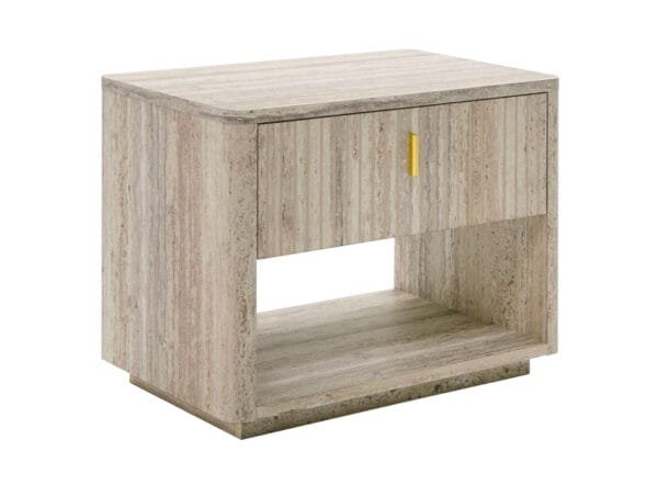 Nova Domus Roma - Modern Faux Travertine + Gold Nightstand - Image 4