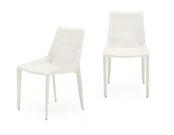 Modrest Halo - Modern Ivory Saddle Leather Dining Chair Set of 2 - Image 5