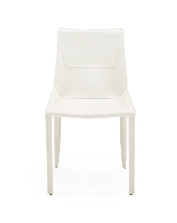 Modrest Halo - Modern Ivory Saddle Leather Dining Chair Set of 2 - Image 2