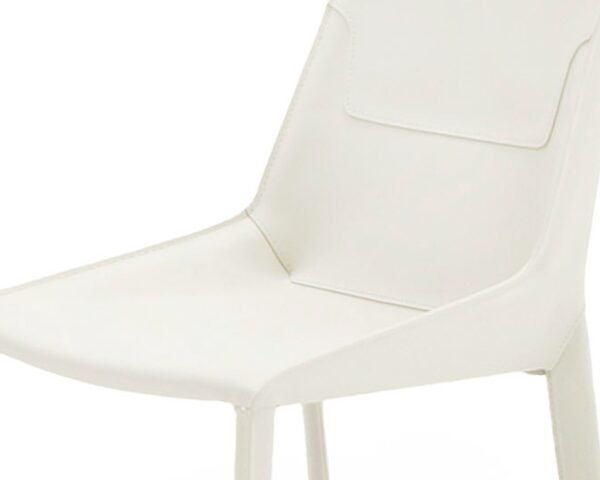 Modrest Halo - Modern Ivory Saddle Leather Dining Chair Set of 2 - Image 4