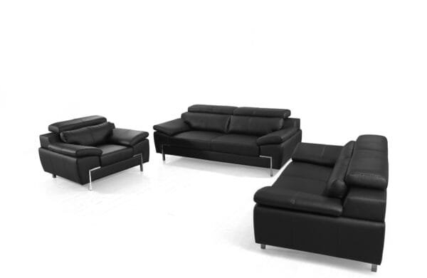 Divani Casa Grange - Modern Black Leather Sofa Set - Image 2