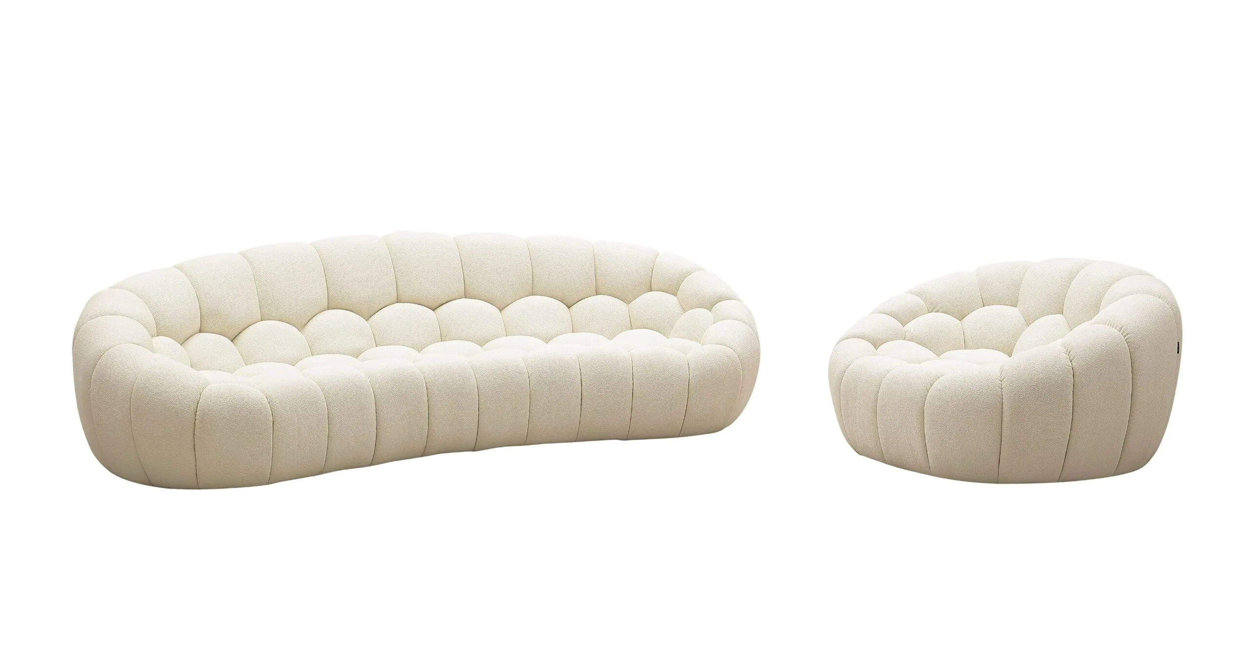 Divani Casa Yolonda - Modern Curved Off-White Fabric Chair - Image 5