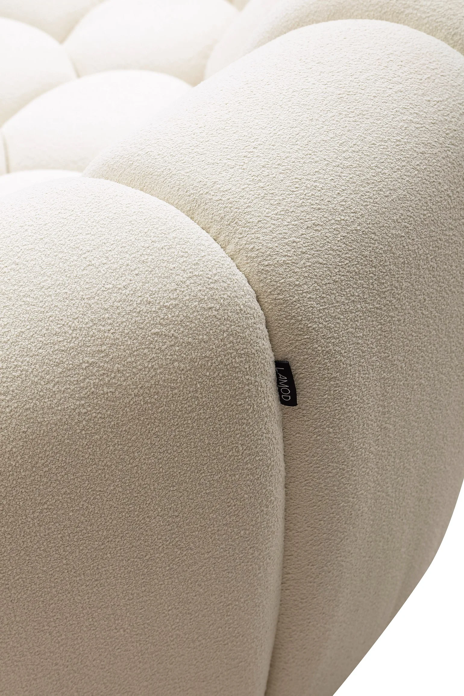 Divani Casa Yolonda - Modern Curved Off-White Fabric Sofa - Image 5