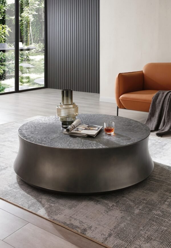 Modrest Airdrie - Modern Antique Grey Round Coffee Table Set - Image 2