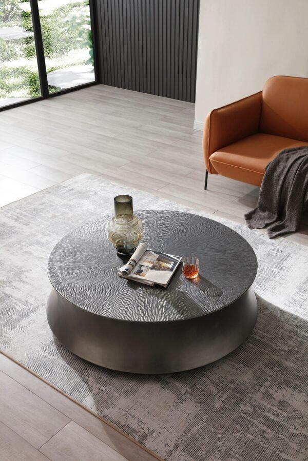 Modrest Airdrie - Modern Antique Grey Round Coffee Table Set - Image 3