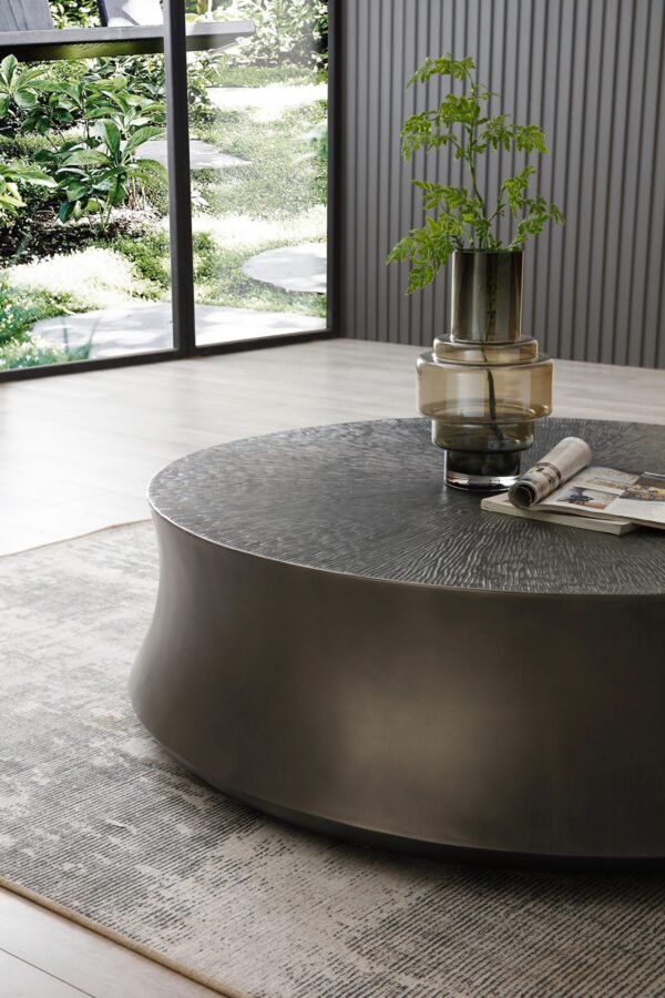 Modrest Airdrie - Modern Antique Grey Small Round Coffee Table