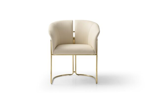 Modrest Renfew - Modern Beige Vegan Leather + Champagne Gold Dining Chair