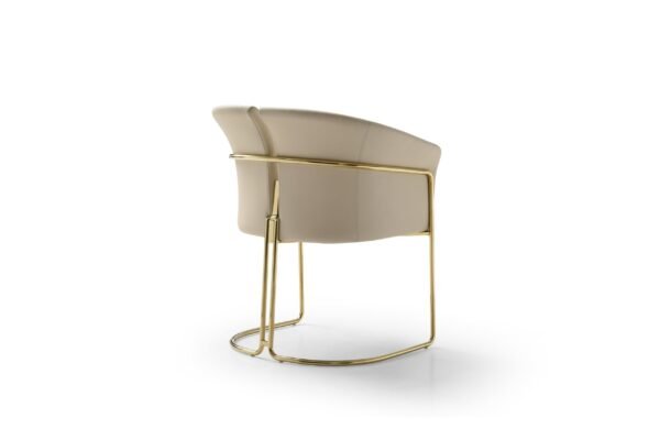 Modrest Renfew - Modern Beige Vegan Leather + Champagne Gold Dining Chair - Image 2