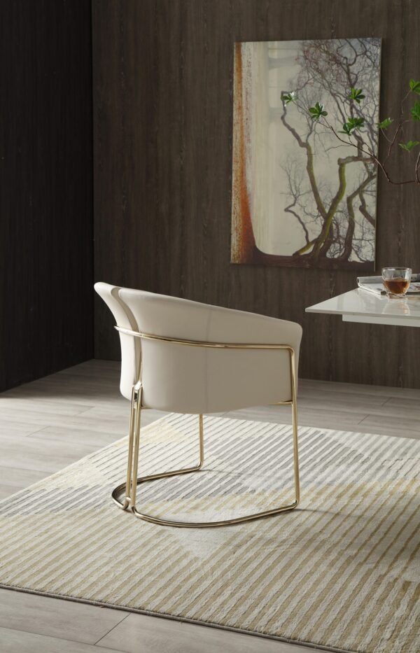 Modrest Renfew - Modern Beige Vegan Leather + Champagne Gold Dining Chair - Image 4