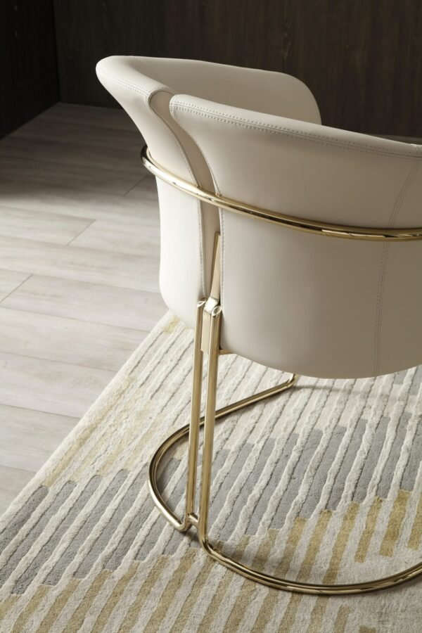 Modrest Renfew - Modern Beige Vegan Leather + Champagne Gold Dining Chair - Image 5