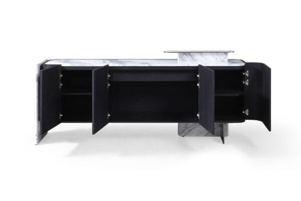 Modrest Broxburn - Modern Black Oak + Faux Marble Buffet - Image 2