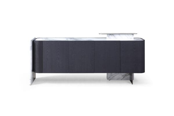 Modrest Broxburn - Modern Black Oak + Faux Marble Buffet