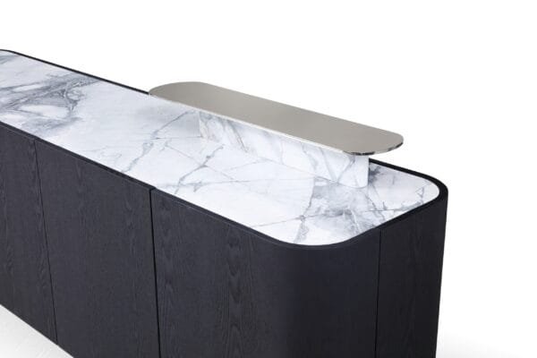 Modrest Broxburn - Modern Black Oak + Faux Marble Buffet - Image 3