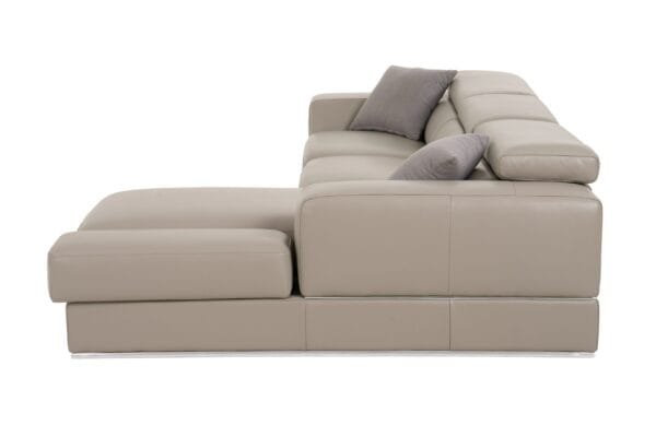 Divani Casa Pella  Mini - Modern Grey Italian Leather Right Facing Chaise Sectional Sofa - Image 4