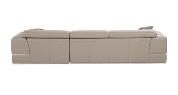 Divani Casa Pella  Mini - Modern Grey Italian Leather Right Facing Chaise Sectional Sofa - Image 5