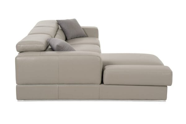 Divani Casa Pella  Mini - Modern Grey Italian Leather Left Facing Sectional Sofa - Image 4