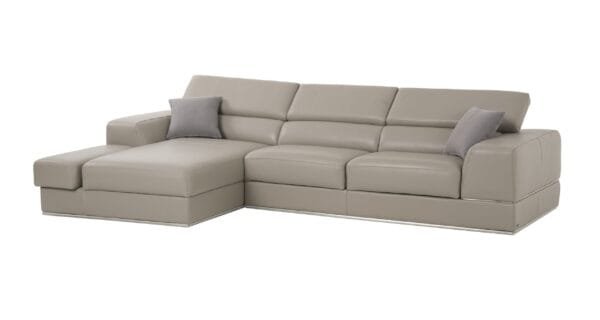 Divani Casa Pella  Mini - Modern Grey Italian Leather Left Facing Sectional Sofa - Image 2