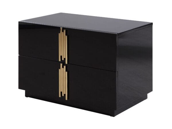 Modrest Token - Modern Black + Gold Wide Nightstand - Image 2