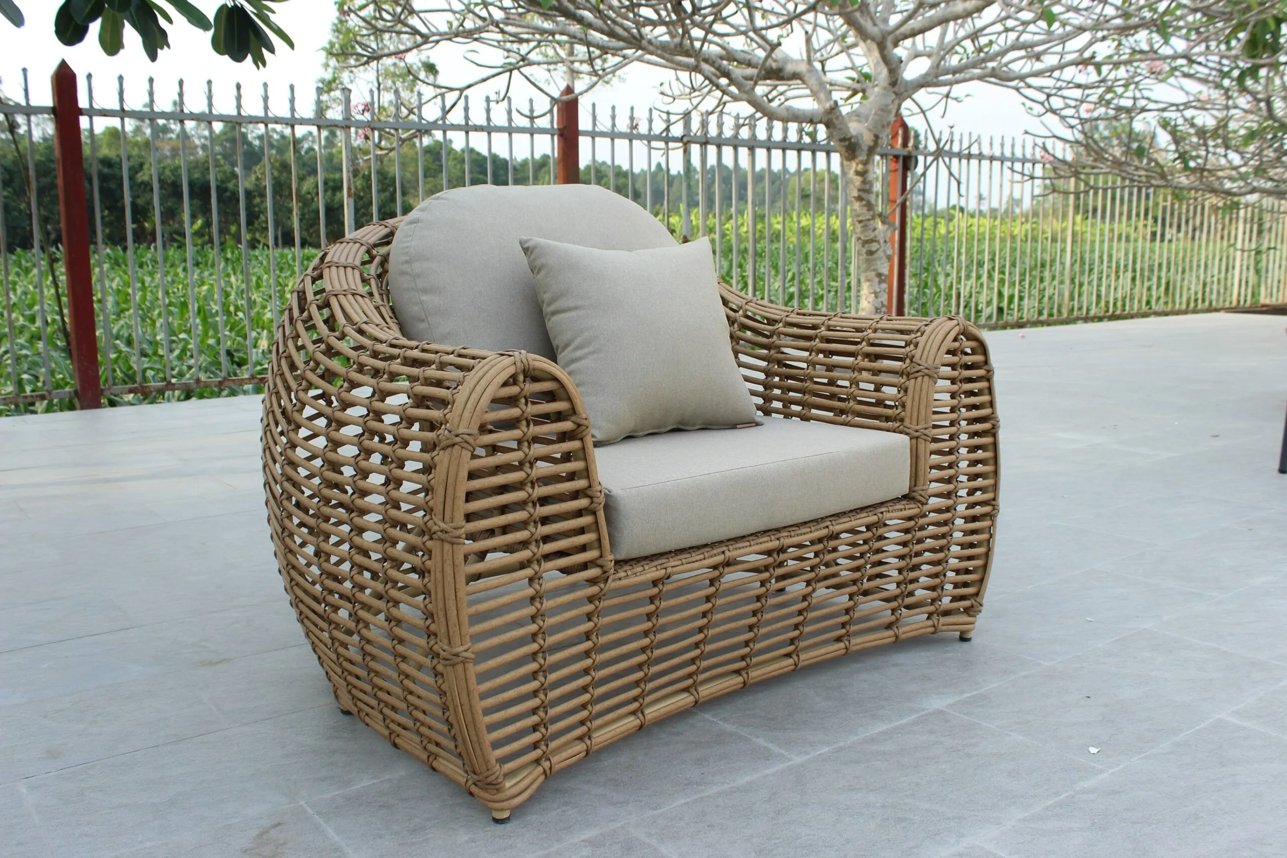 Renava Sandra - Outdoor Beige + Wicker Sofa Set - Image 3